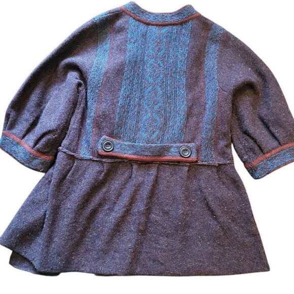 Free People Cardigan Sweater Women's XS Brown Wool Embroidered Half Sleeve Boho - Picture 1 of 4